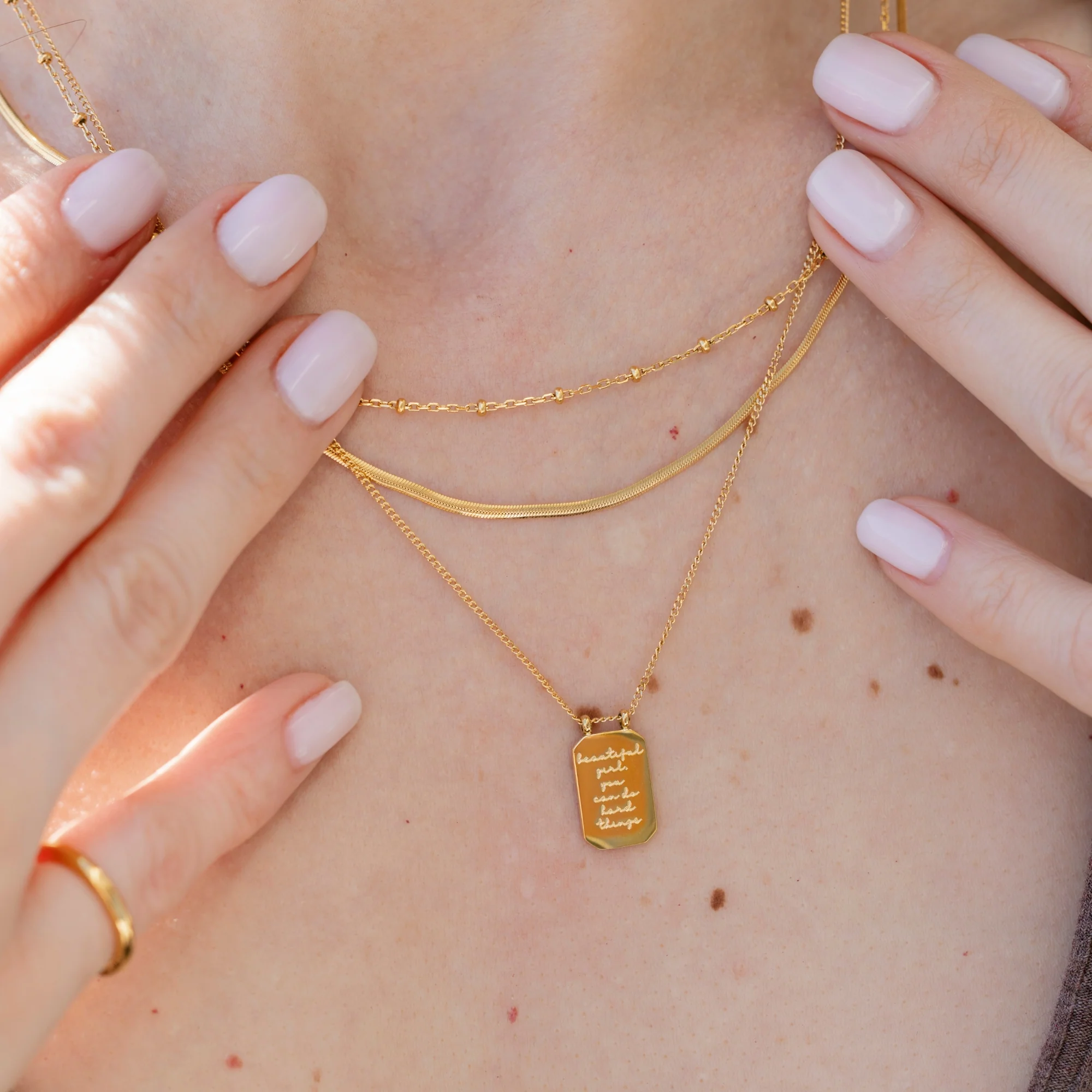 Beautiful Girl, You Can Do Hard Things - Layered Necklace - Image 3