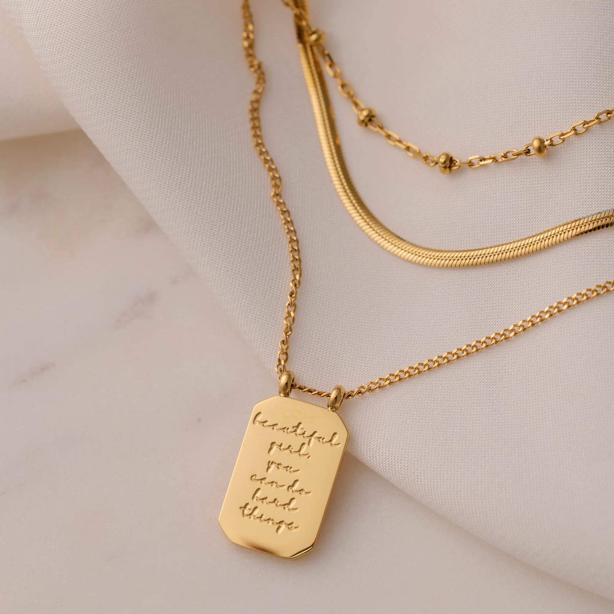 Beautiful Girl, You Can Do Hard Things - Layered Necklace - Image 7