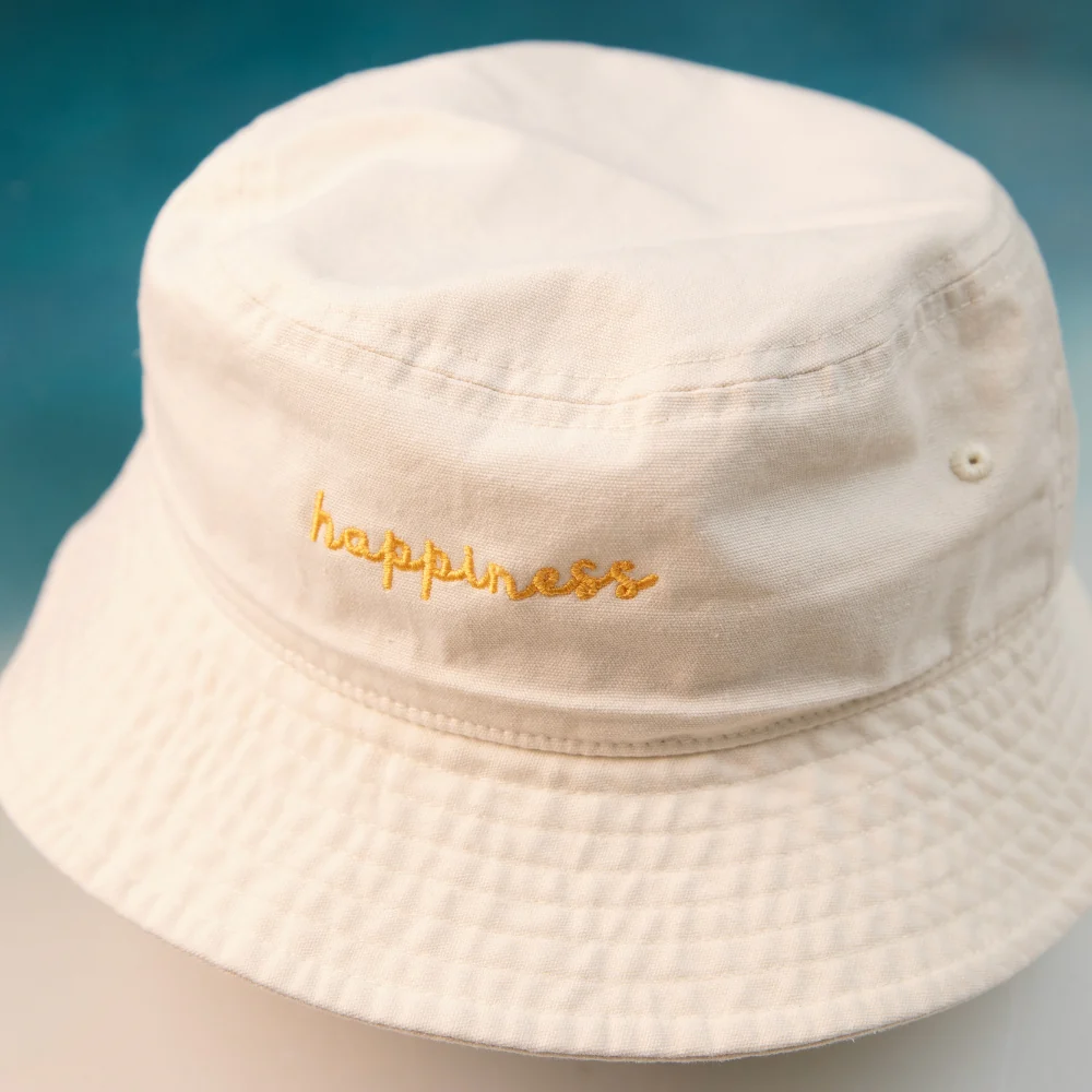 Happiness White Bucket Hat - Organic Cotton - Image 4