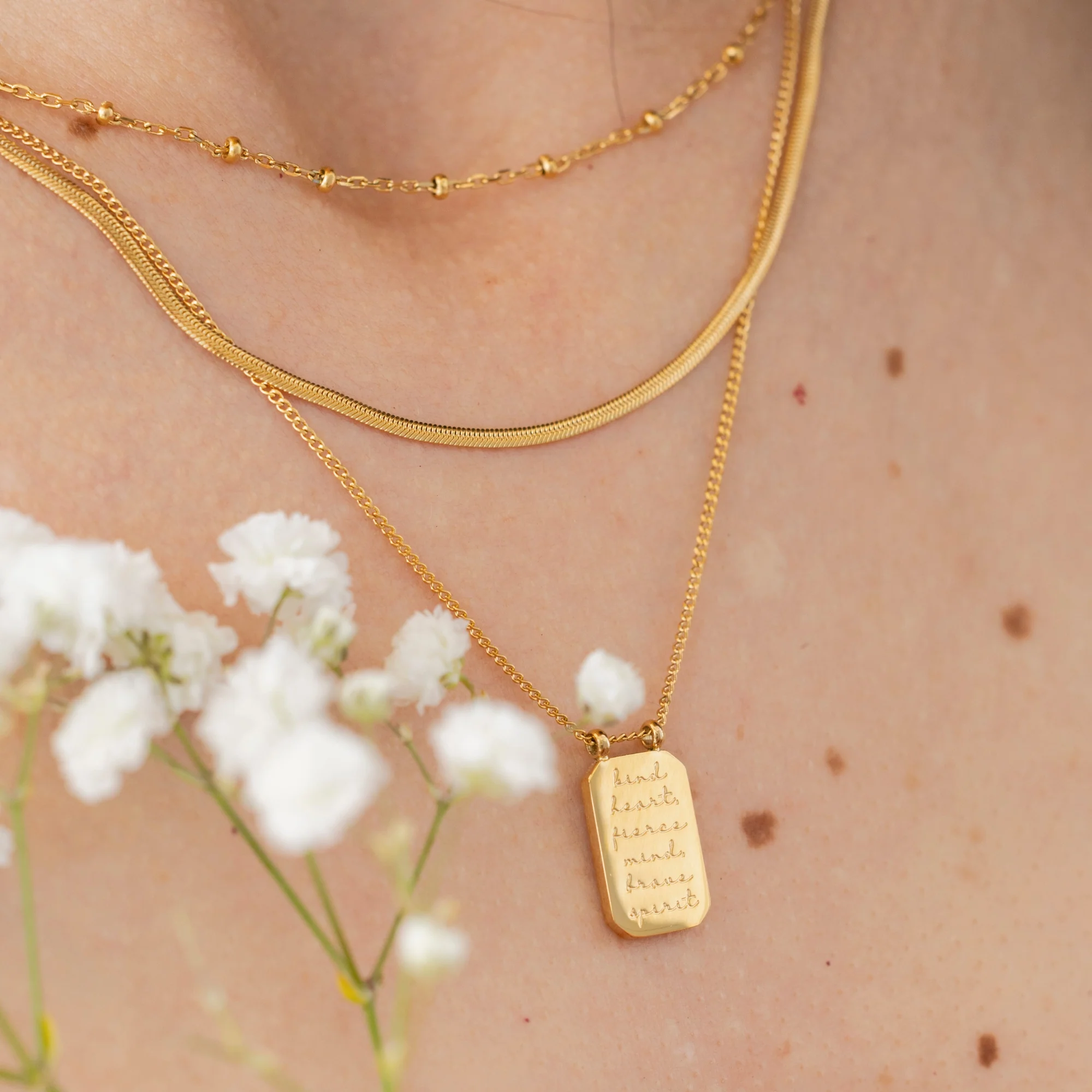 Kind Heart, Fierce Mind, Brave Spirit - Layered Necklace - Image 3